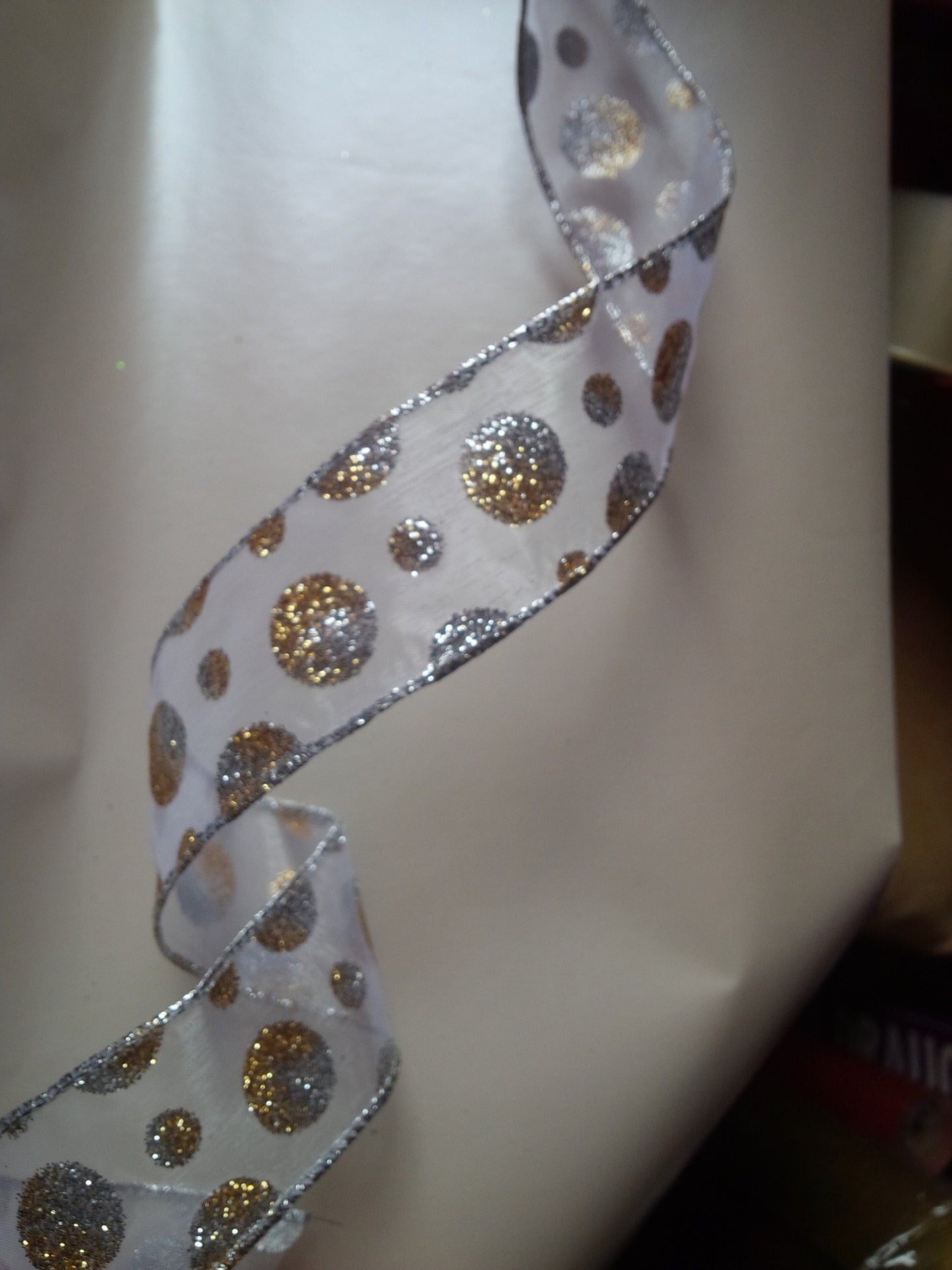 Wire Edged Christmas Ribbon 63mm/ 38mm Wide x 1 Metre