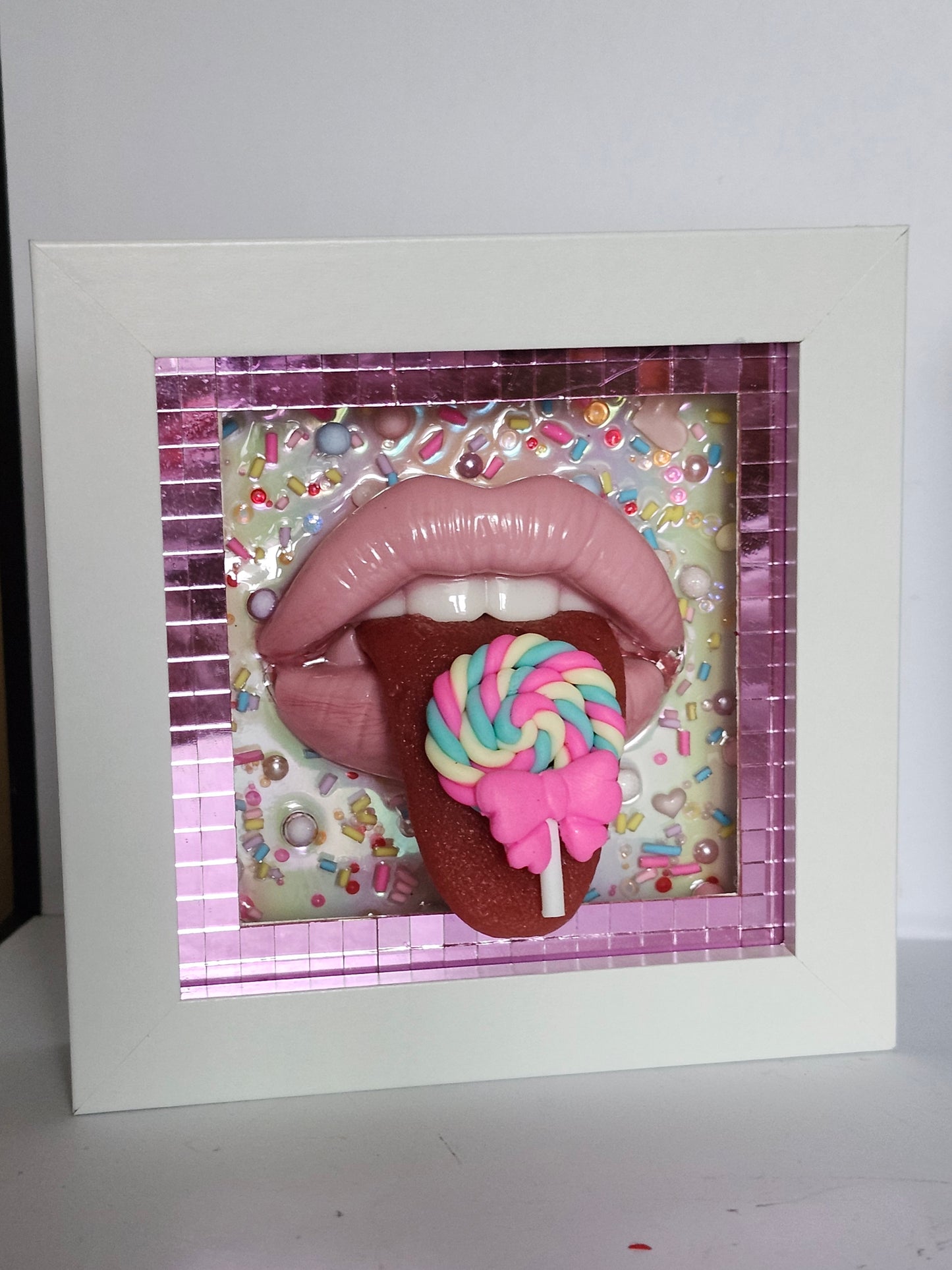 3D Realistic Lips & Tongue Hey Sweets  wall art picture framed