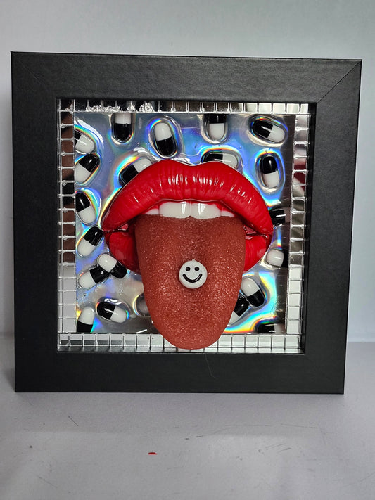 3D Lips & Tongue HACIENDA Realistic wall art picture framed