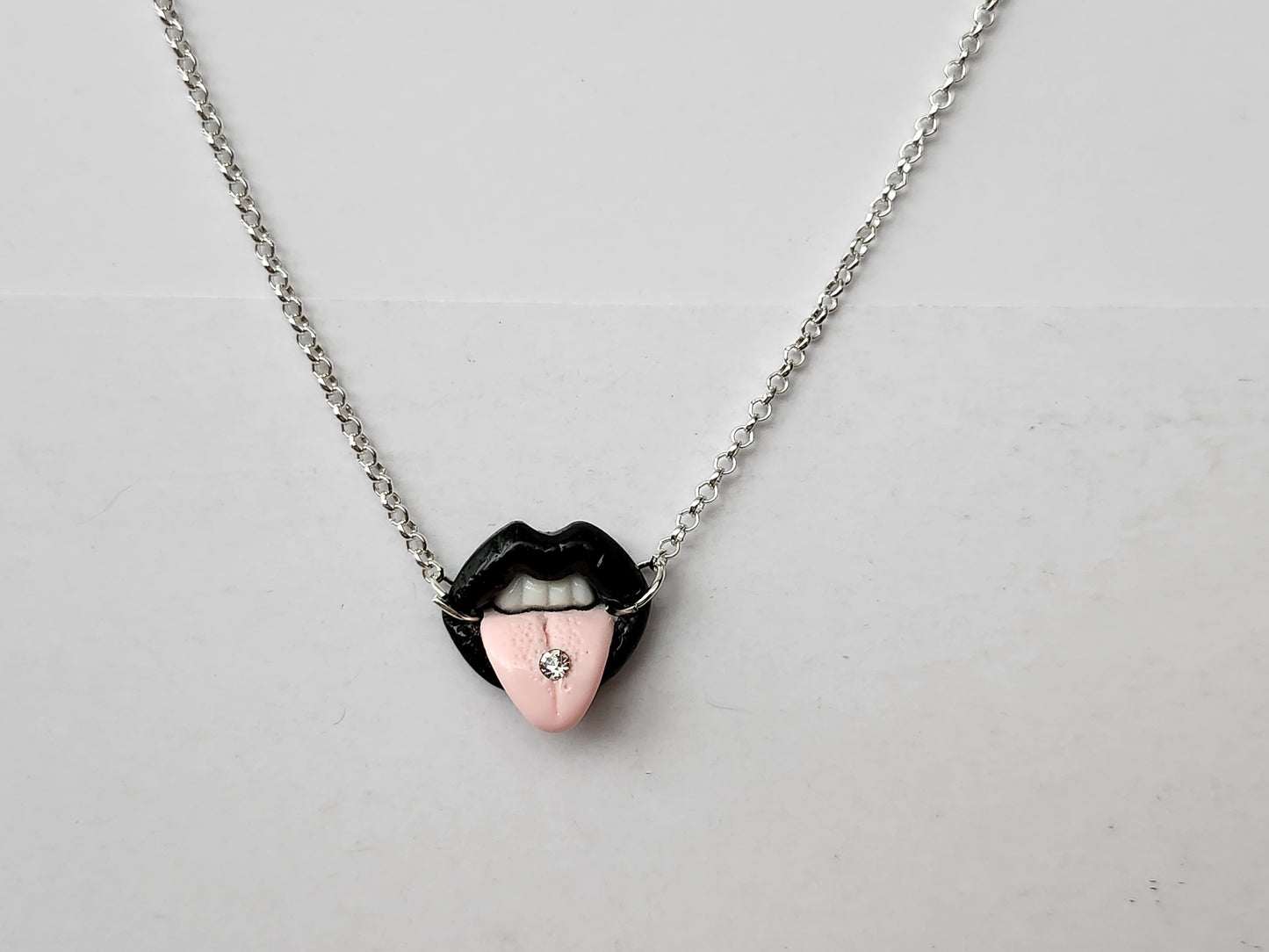 Pierced Tongue Lips Necklace