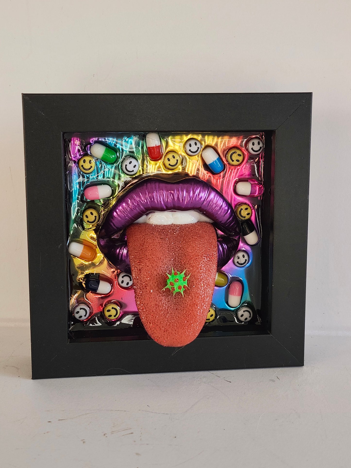 90s Raver 3D Lips  wall art picture framed