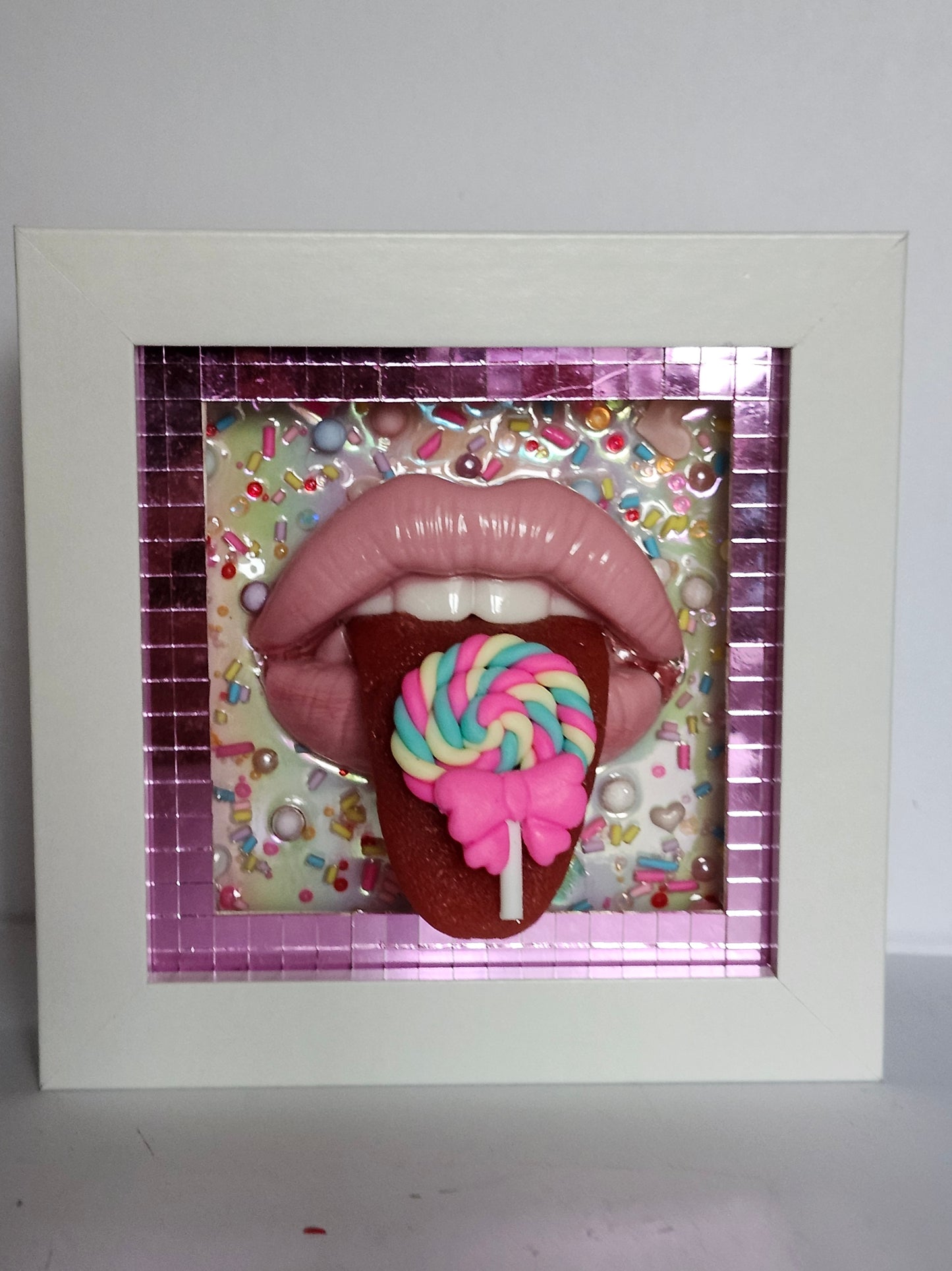 3D Realistic Lips & Tongue Hey Sweets  wall art picture framed