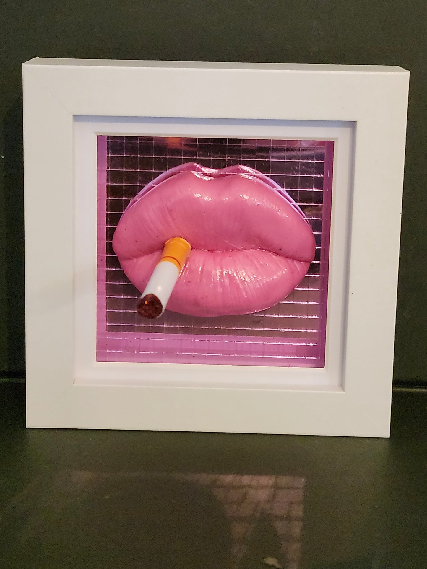 3d Lips Disco smokes lips  wall art picture framed