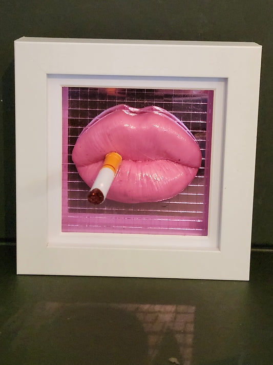 3d Lips Disco smokes lips  wall art picture framed