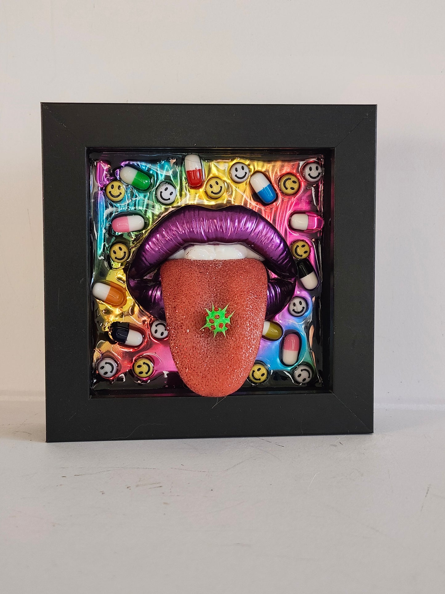 90s Raver 3D Lips  wall art picture framed