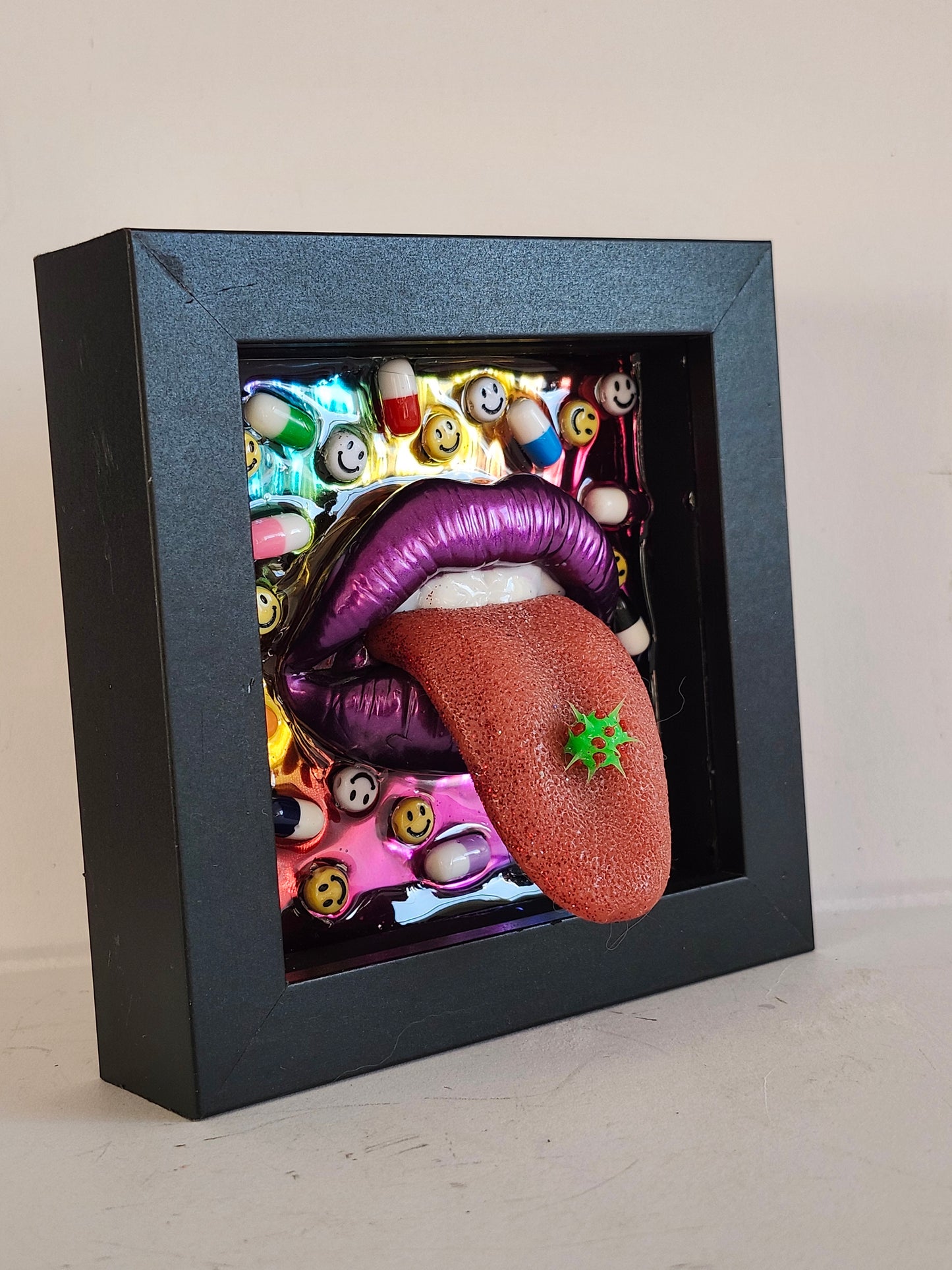 90s Raver 3D Lips  wall art picture framed