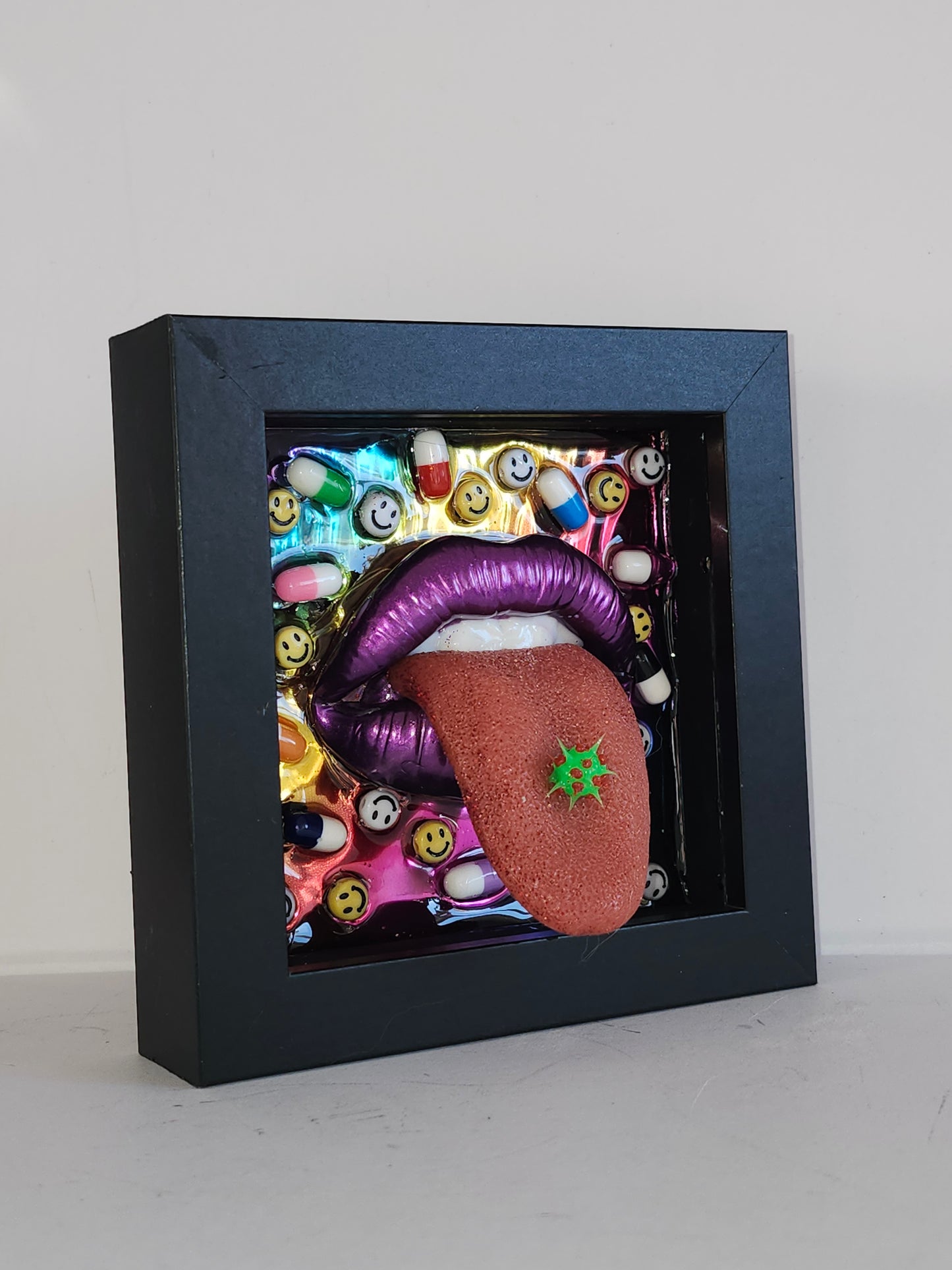 90s Raver 3D Lips  wall art picture framed