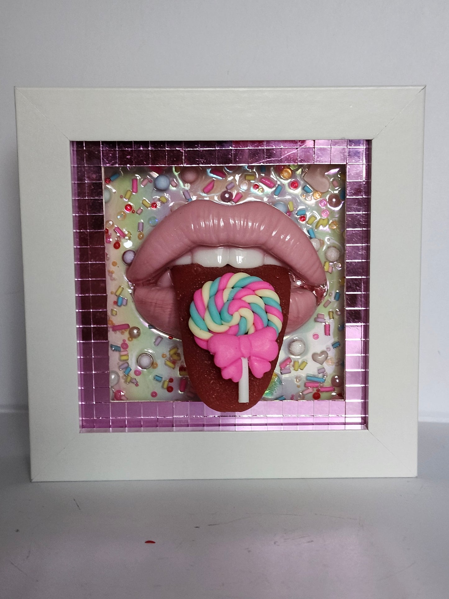 3D Realistic Lips & Tongue Hey Sweets  wall art picture framed