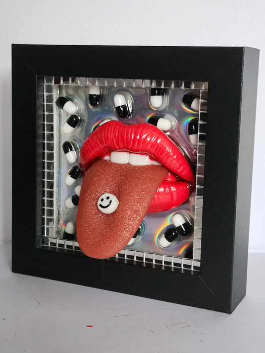 3D Lips & Tongue HACIENDA Realistic wall art picture framed