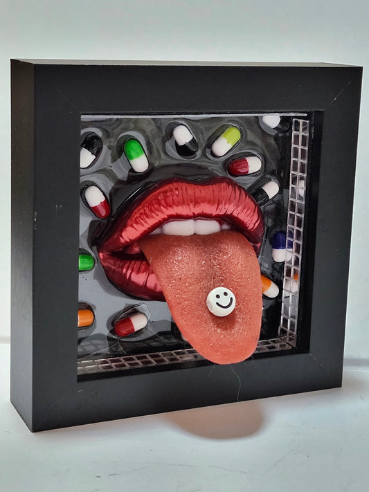 3D HACIENDA 3 Realistic tongue lips wall art picture framed