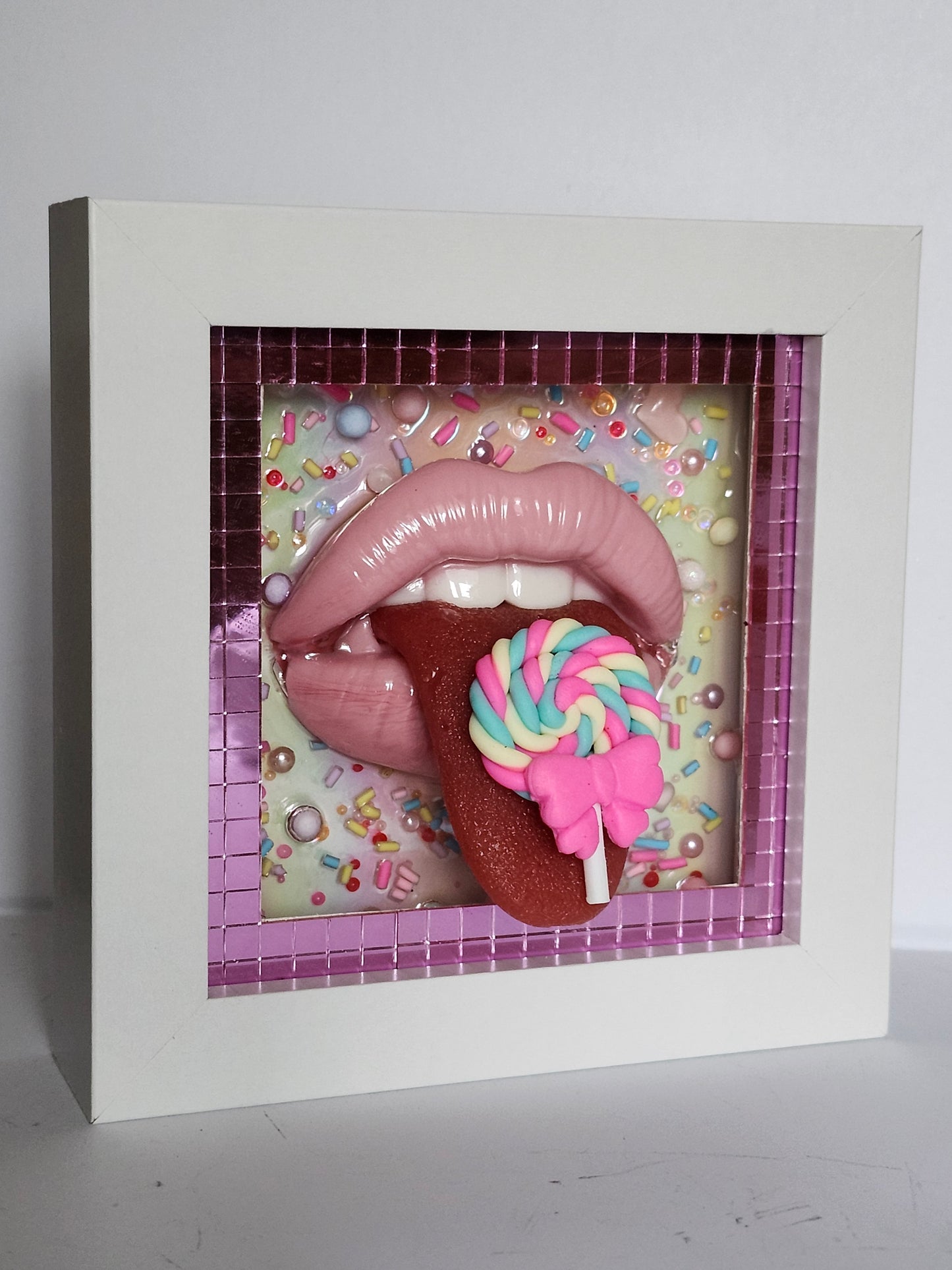 3D Realistic Lips & Tongue Hey Sweets  wall art picture framed