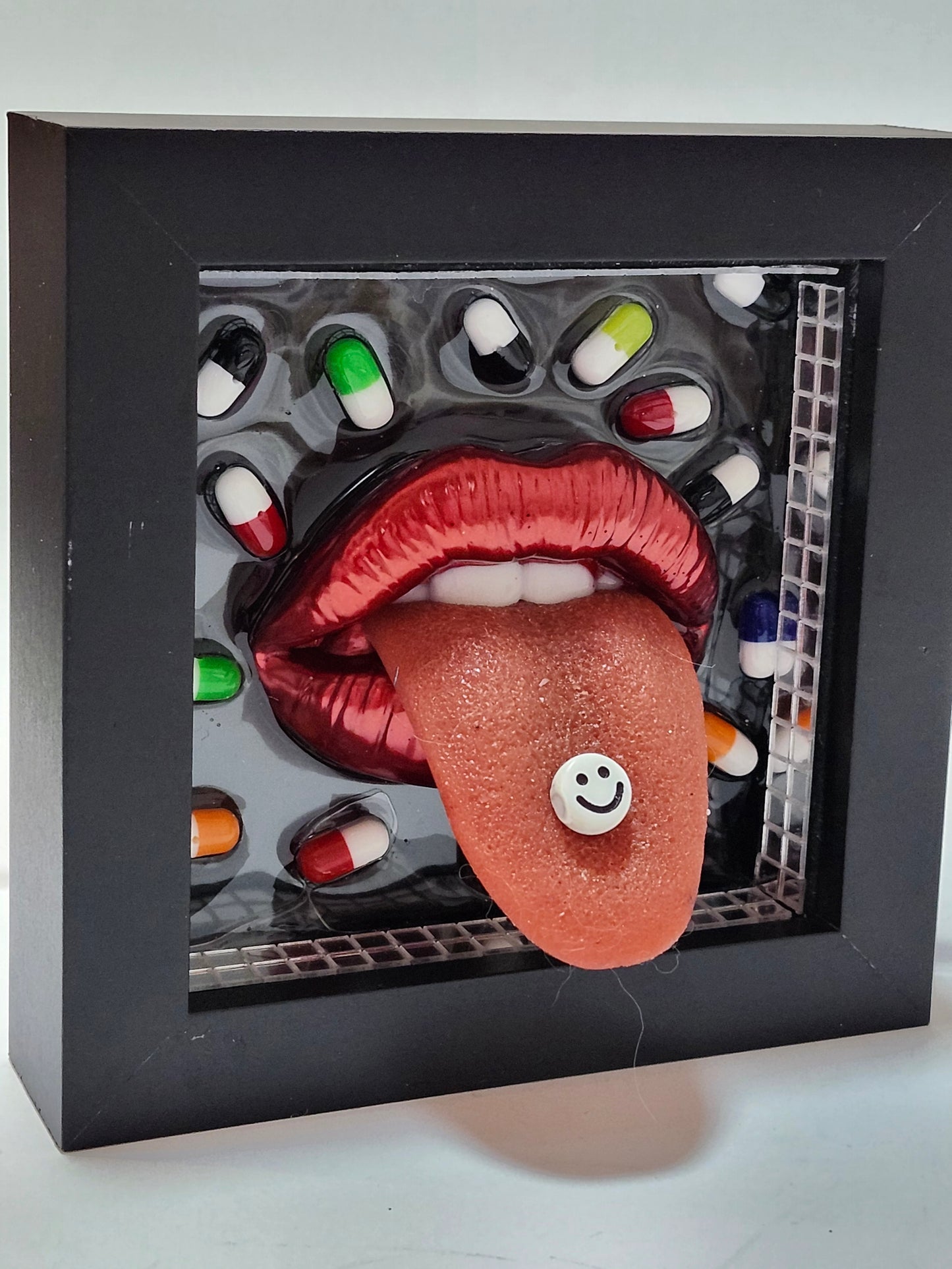 3D HACIENDA 3 Realistic tongue lips wall art picture framed