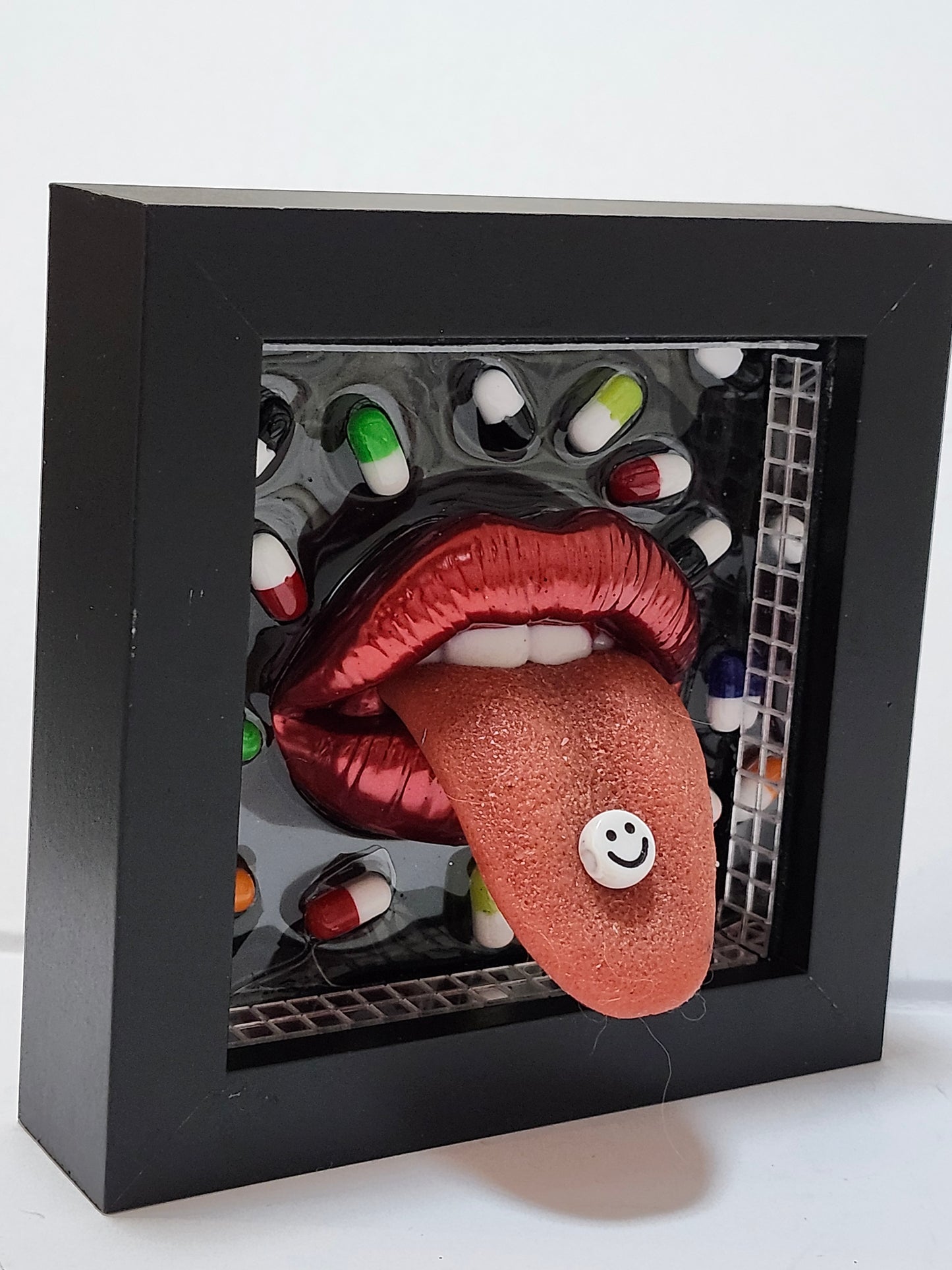 3D HACIENDA 3 Realistic tongue lips wall art picture framed