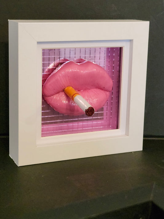 3d Lips Disco smokes lips  wall art picture framed